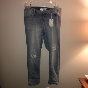 Torrid Light Wash Boyfriend Jeans w Lace Distress